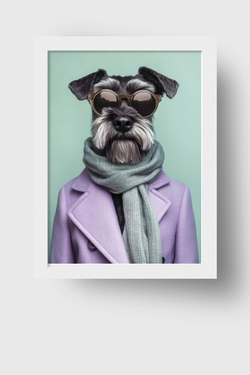 Fotografie Poster Schnauzer mit Brille stylisch elegant