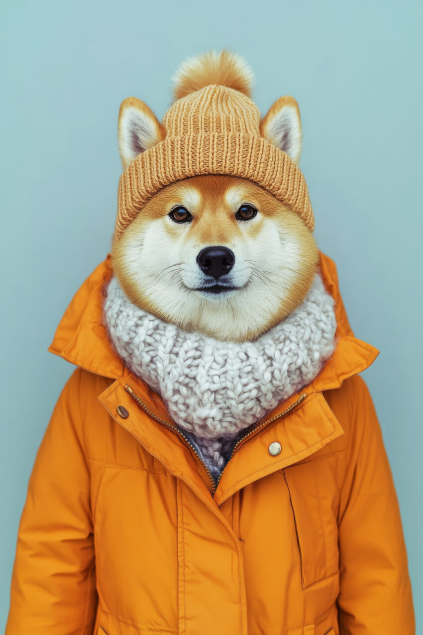 Fotografie Poster Shiba Inu Wintermantel orange
