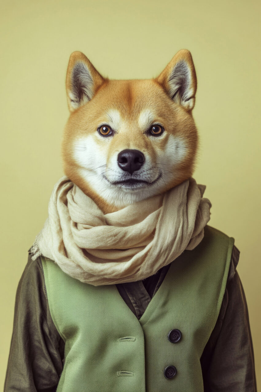 Fotografie Poster Shiba Inu Porträt neutral beige