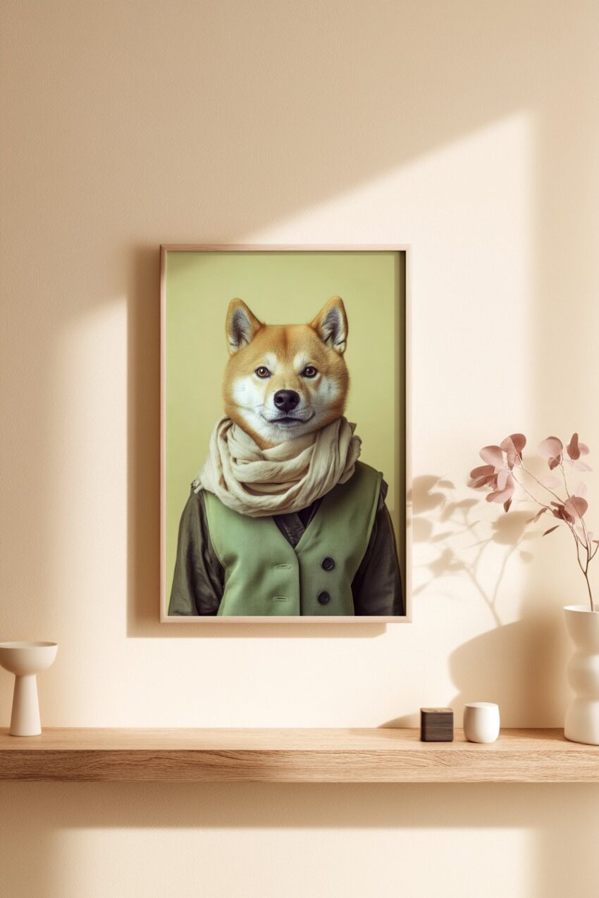 Fotografie Poster Shiba Inu Porträt neutral beige