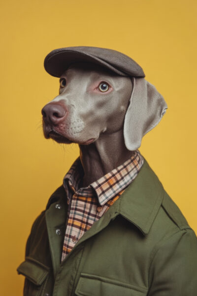 Hund mit Schirmmütze Poster