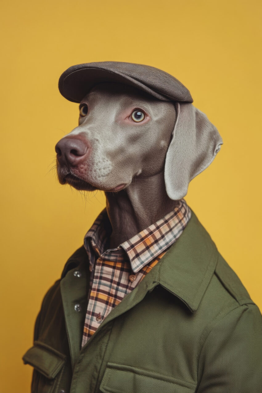 Hund mit Schirmmütze Poster