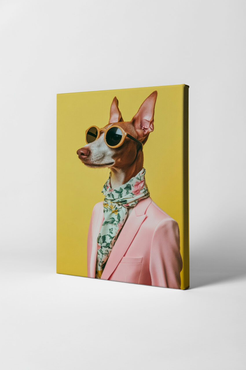 Fotografie Poster Hund Anzug Schal gelb