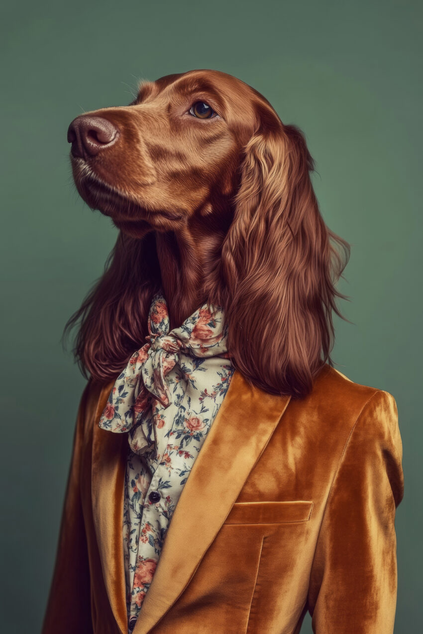 Fotografie Poster Spaniel elegant Fliege braun