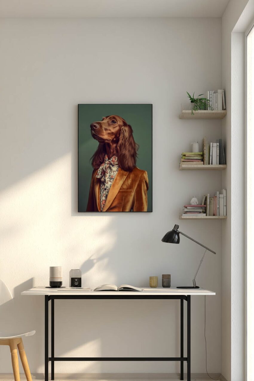 Fotografie Poster Spaniel elegant Fliege braun