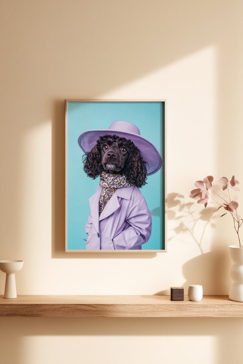Fotografie Poster Pudel Flieder Mantel Pastell