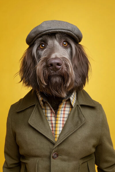 Hund mit Schiebermütze Poster