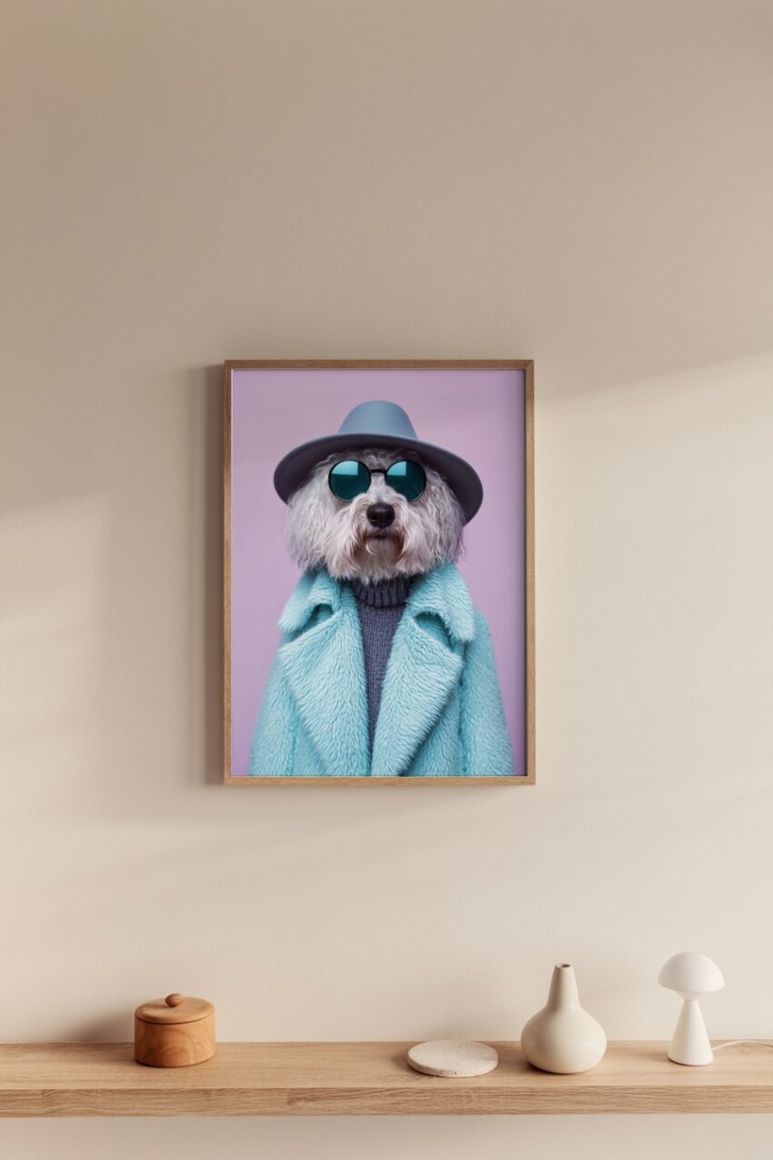 Fotografie Poster Cockerspaniel Mantel blau