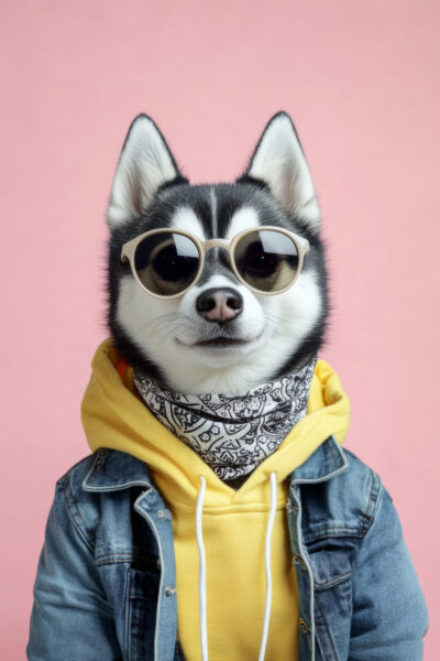 Husky mit Brille Leinwandbild