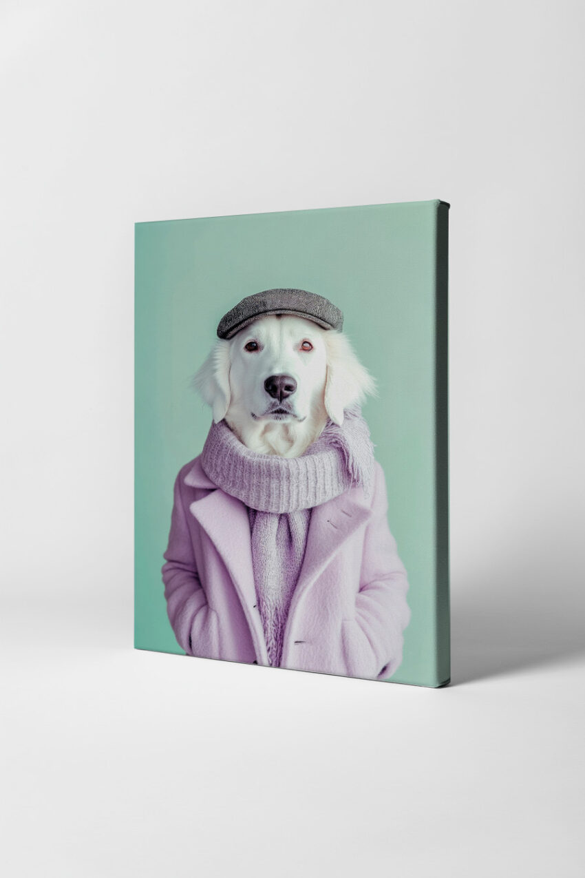 Fotografie Poster Golden Retriever Modeportrait pastellfarben elegant
