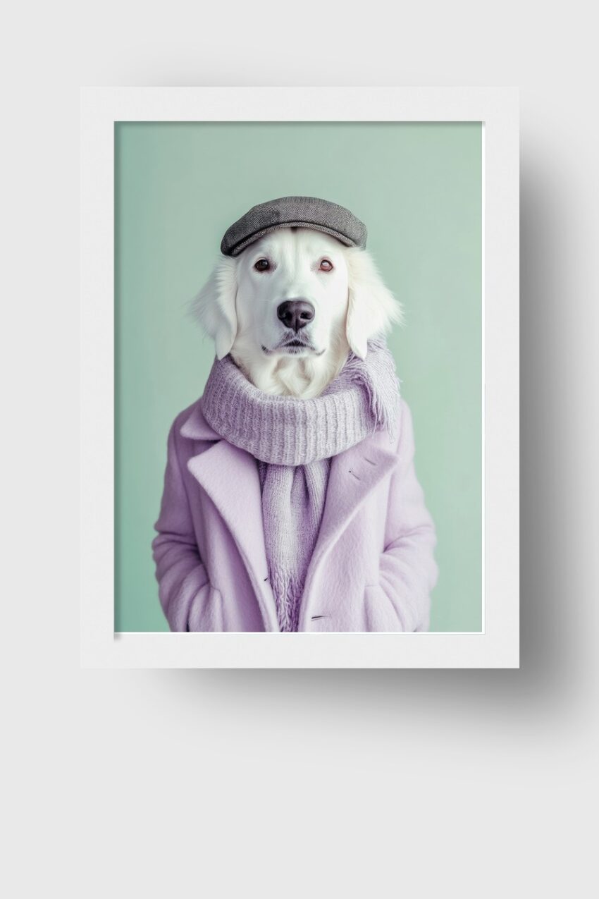 Fotografie Poster Golden Retriever Modeportrait pastellfarben elegant