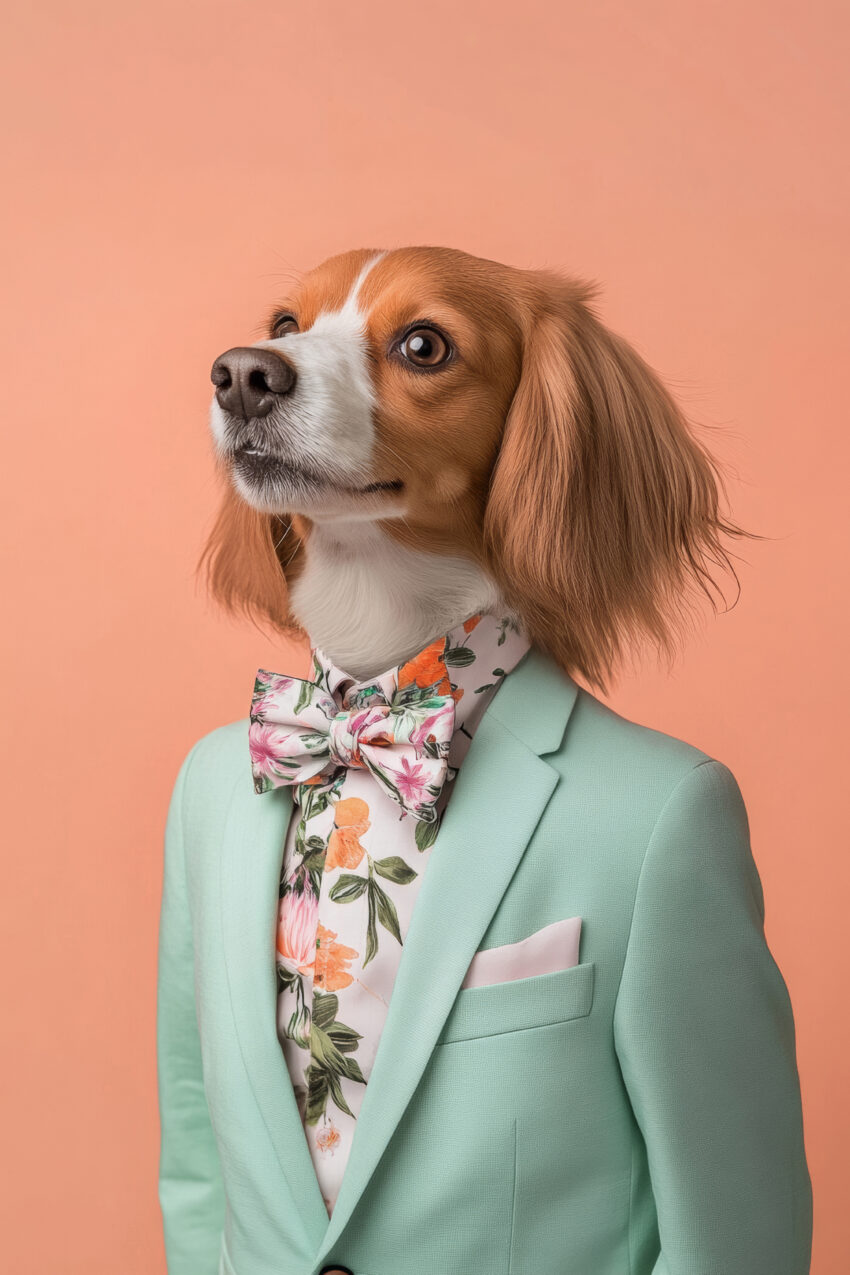 Fotografie Poster Cockerspaniel elegant mintgrün floral