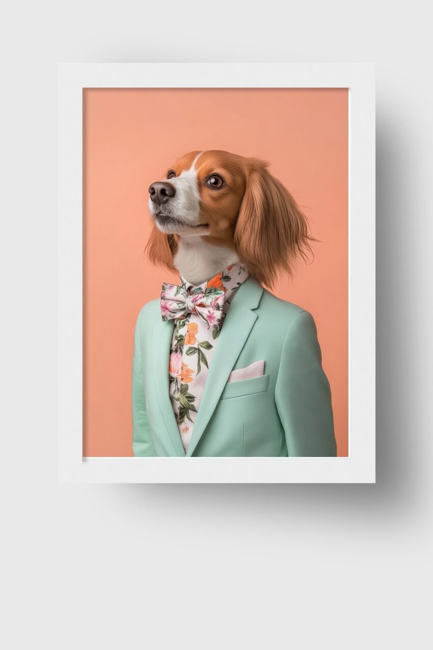 Fotografie Poster Cockerspaniel elegant mintgrün floral