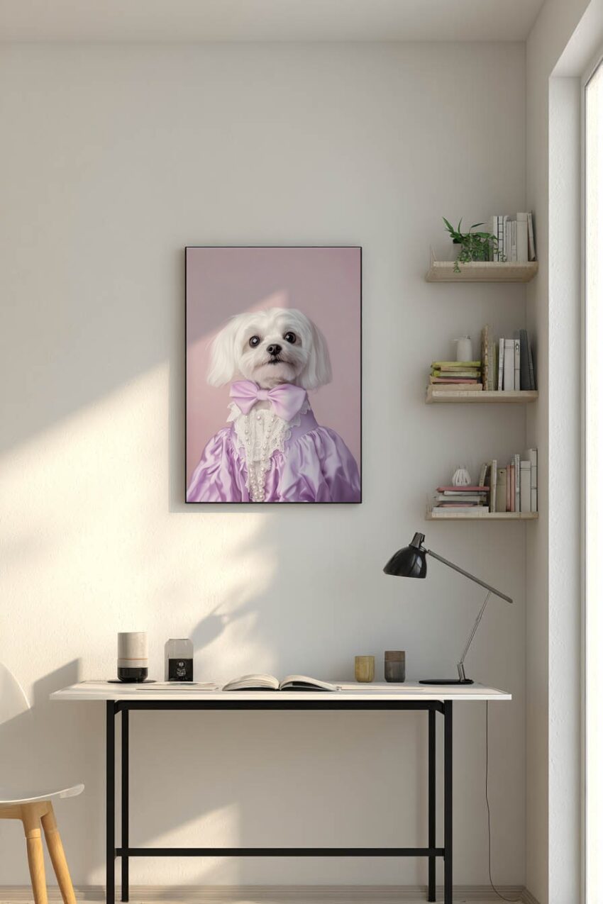 Fotografie Poster Hund Weiß Fliege Porträt