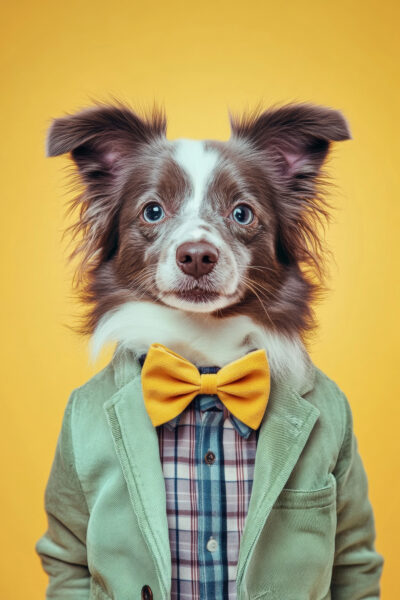 Hund Anzug Gelbe Fliege Poster