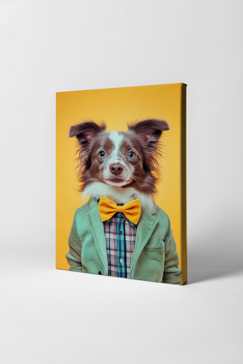Fotografie Poster Hund Anzug Gelbe Fliege Freundlich