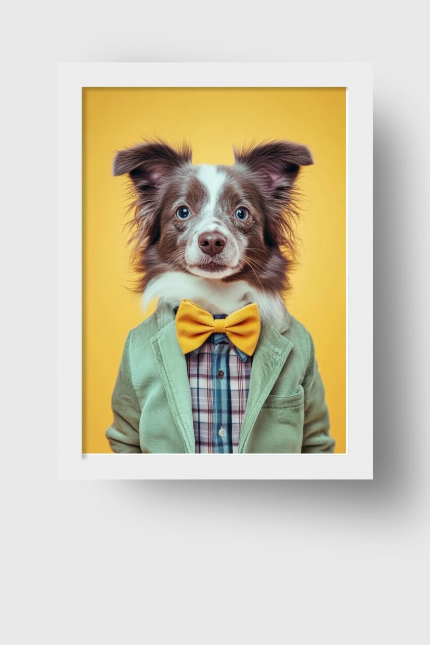 Fotografie Poster Hund Anzug Gelbe Fliege Freundlich