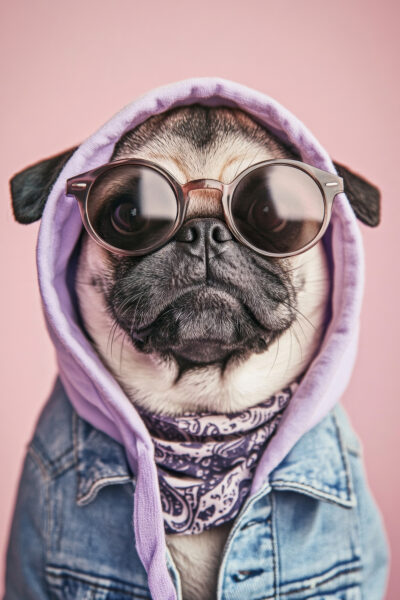 Mops mit Brille Gerahmt