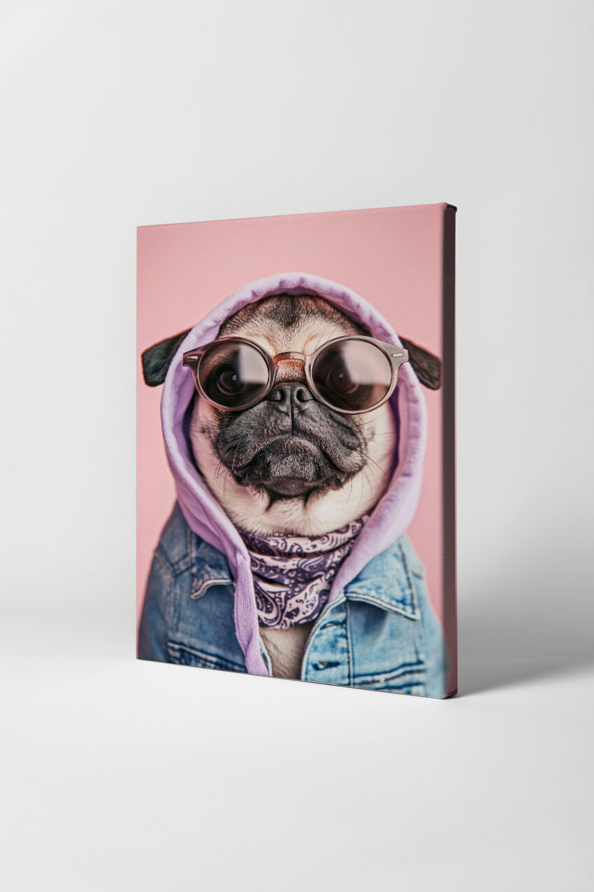Fotografie Poster Mops mit Brille Hoodie cool