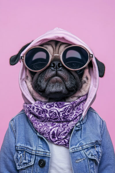 Mops mit Sonnenbrille Poster