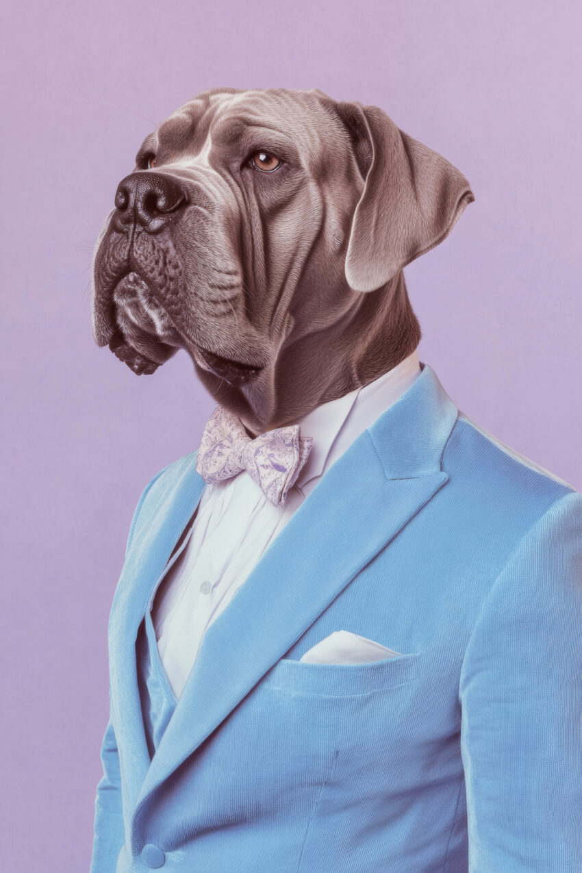 Fotografie Poster Hund Anzug hellblau elegant