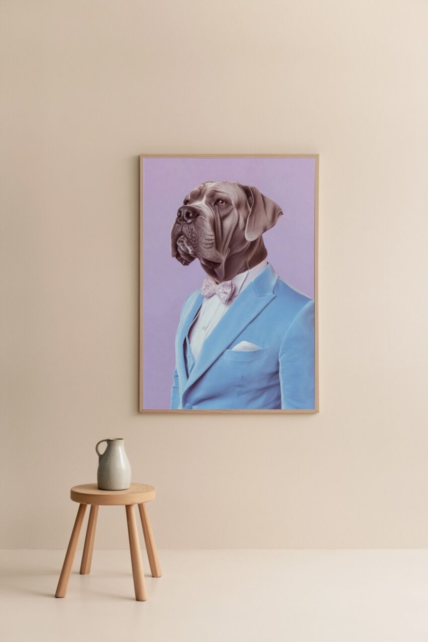 Fotografie Poster Hund Anzug hellblau elegant