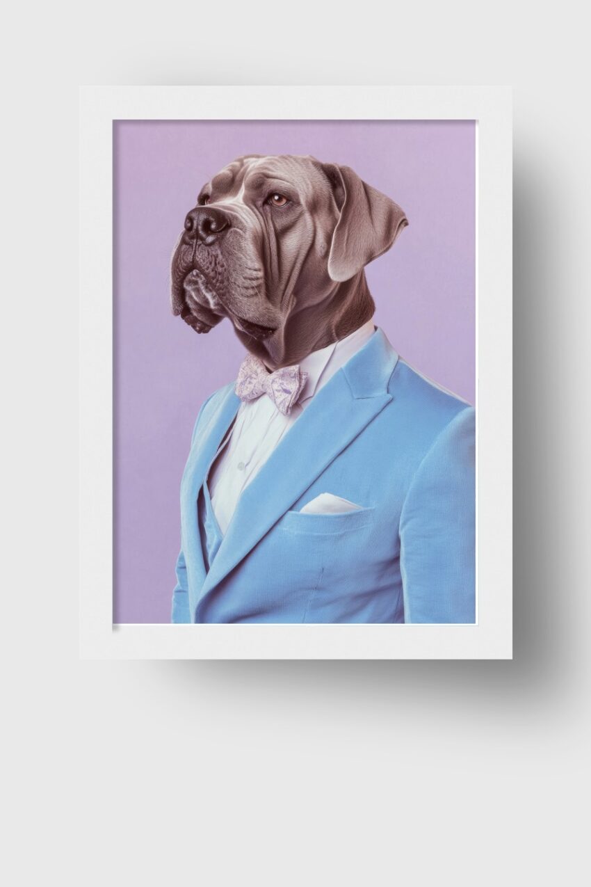 Fotografie Poster Hund Anzug hellblau elegant