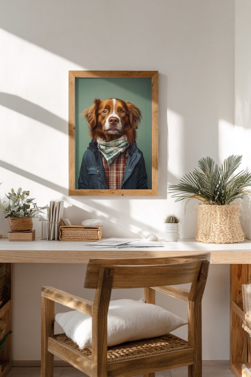 Fotografie Poster Hund Halstuch braun weiß