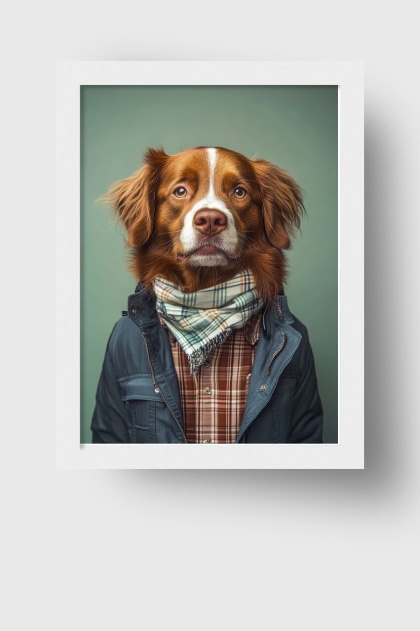 Fotografie Poster Hund Halstuch braun weiß