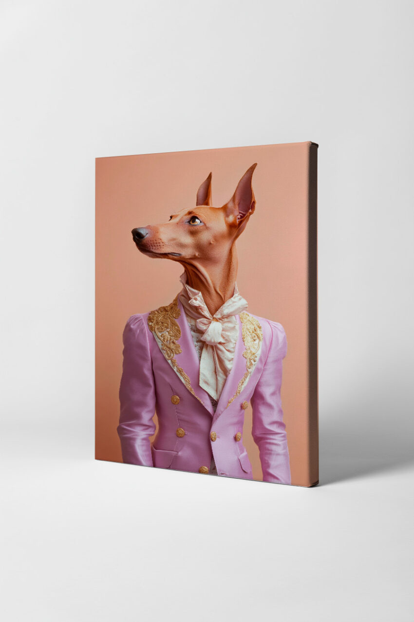 Fotografie Poster Hund Anzug lilafarben Spitze