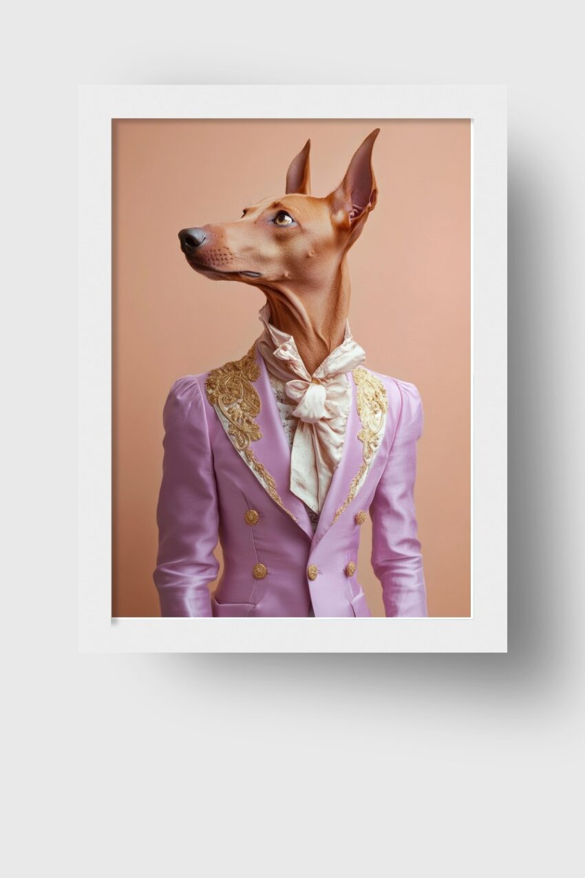 Fotografie Poster Hund Anzug lilafarben Spitze