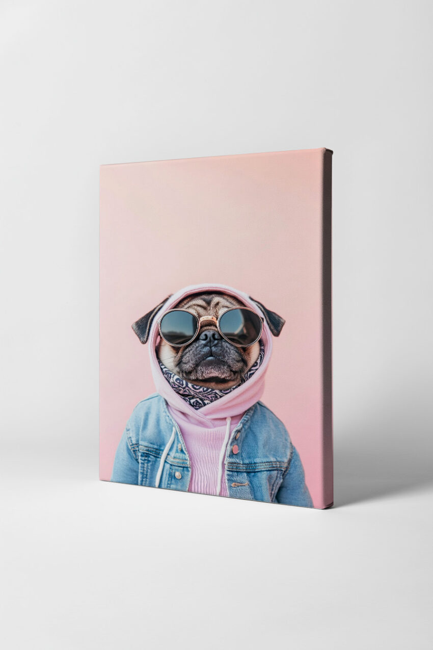 Fotografie Poster mops frontal modisch rosa blass