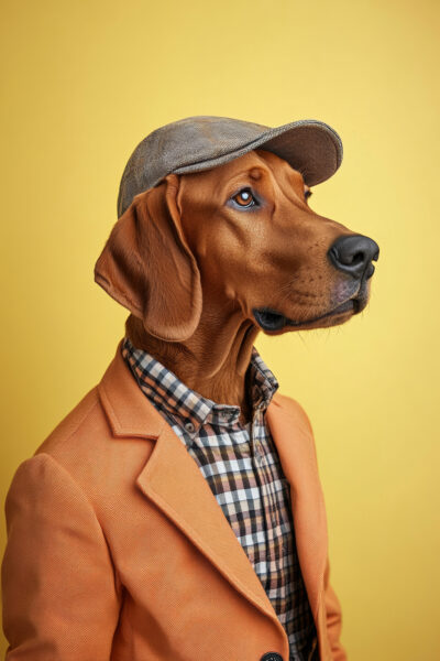 Hund mit Mütze und Jackett Poster