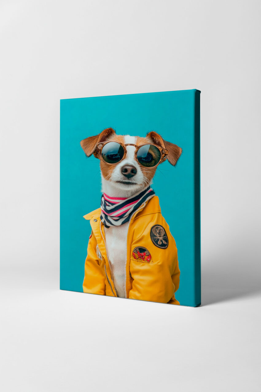 Fotografie Poster Jack Russell Brille gelb türkis
