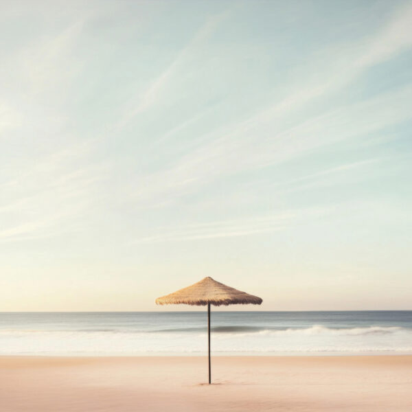 Sonnenschirm am Strand Gerahmt