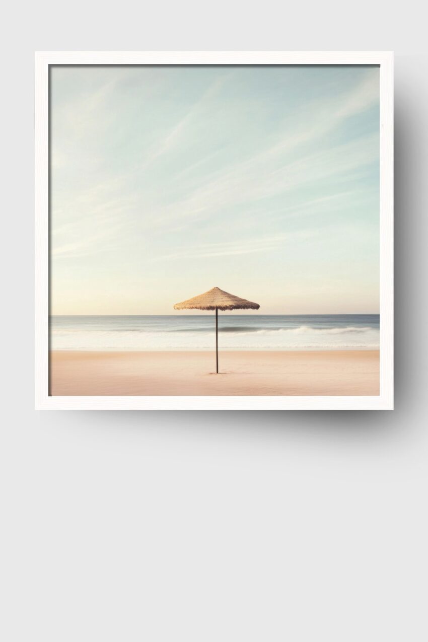 Fotografie Poster Sonnenschirm Strand minimalistisch hell