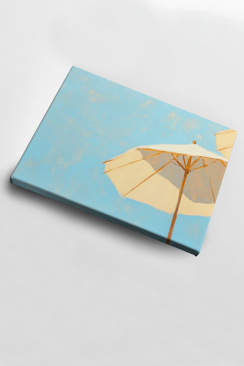 Malerei Poster Sonnenschirm minimalistisch beige hell