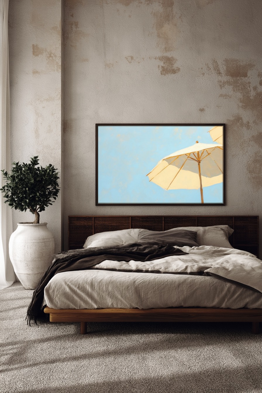 Malerei Poster Sonnenschirm minimalistisch beige hell