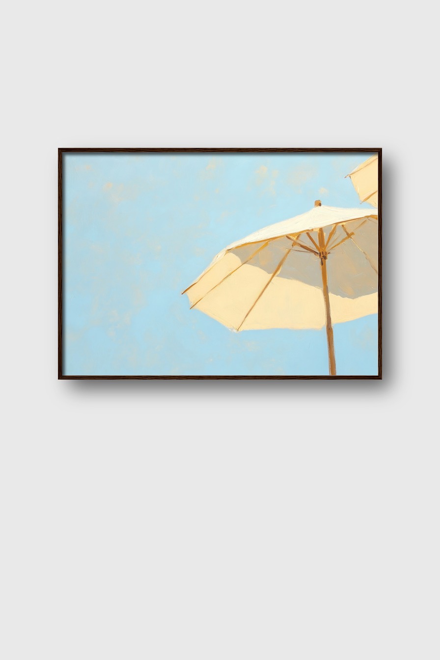Malerei Poster Sonnenschirm minimalistisch beige hell