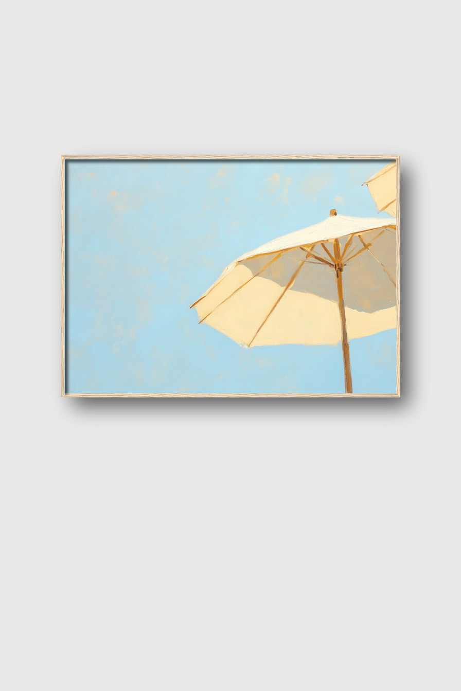 Malerei Poster Sonnenschirm minimalistisch beige hell