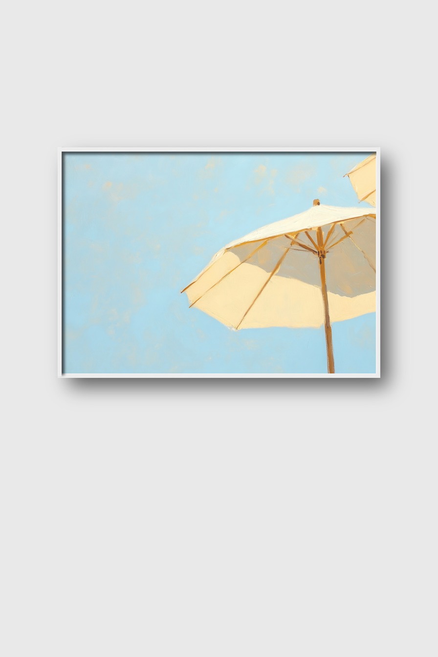 Malerei Poster Sonnenschirm minimalistisch beige hell