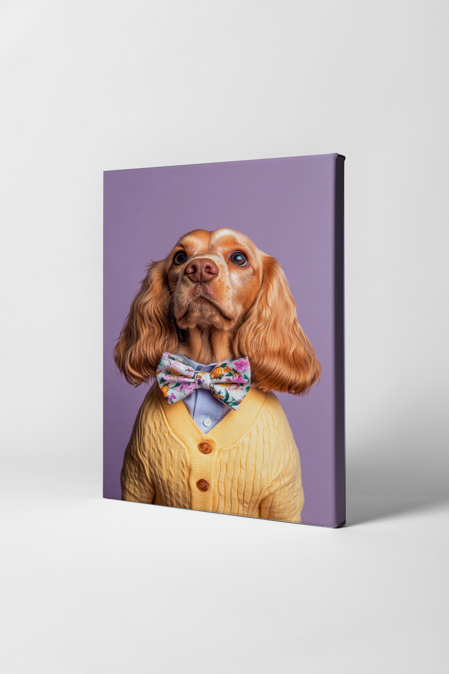 Fotografie Poster Cocker Spaniel Fliege Gelb Pastell