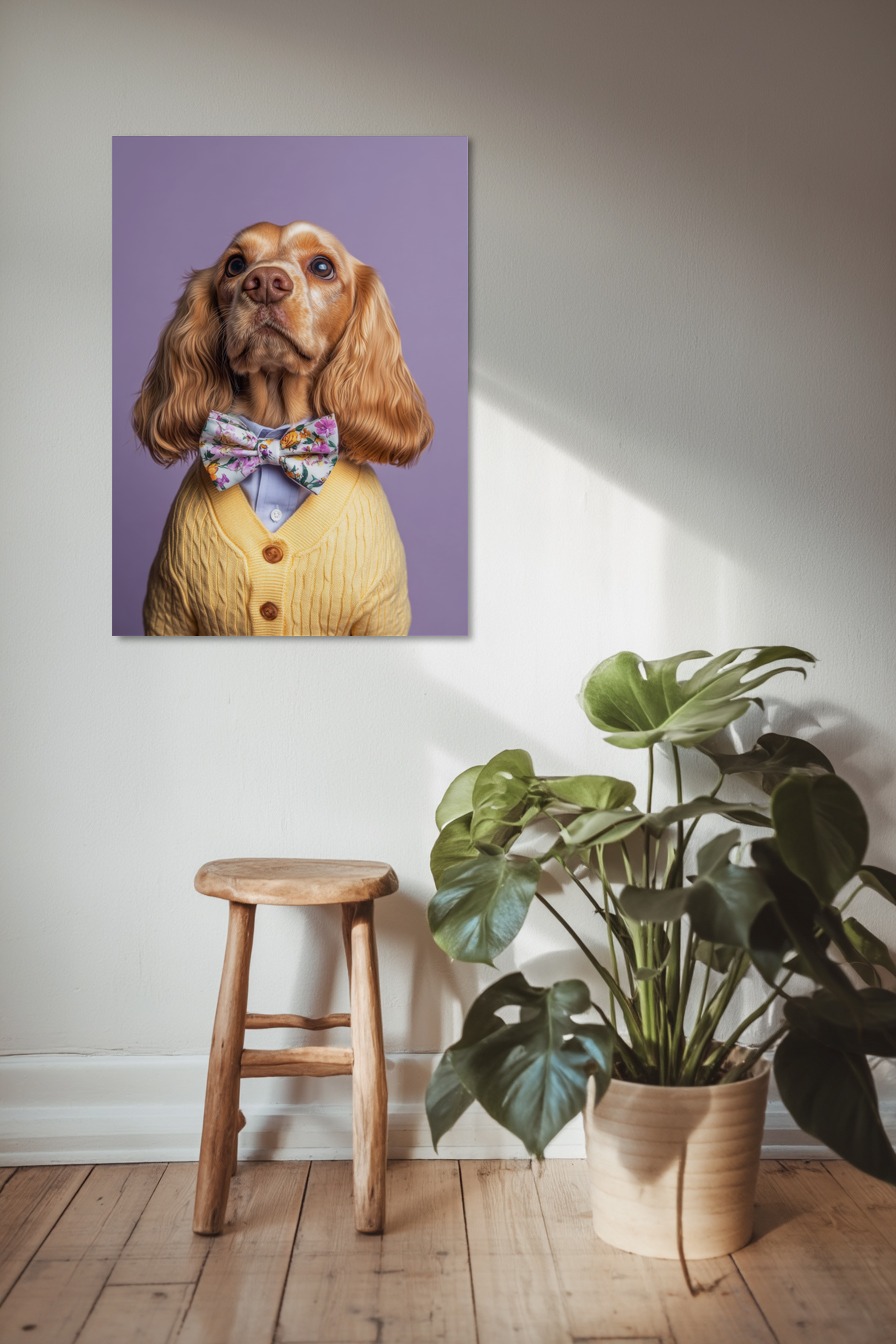 Fotografie Poster Cocker Spaniel Fliege Gelb Pastell