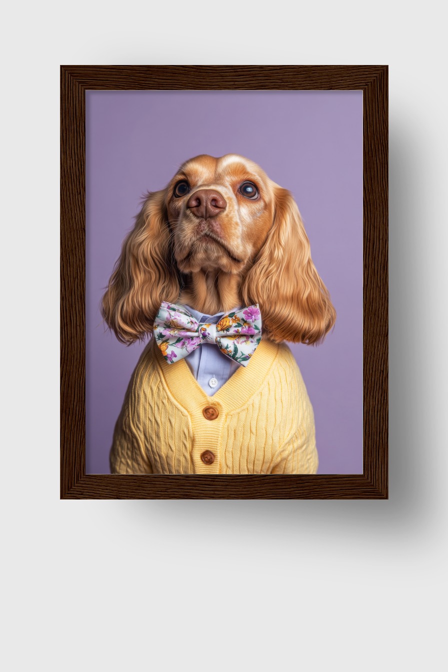 Fotografie Poster Cocker Spaniel Fliege Gelb Pastell