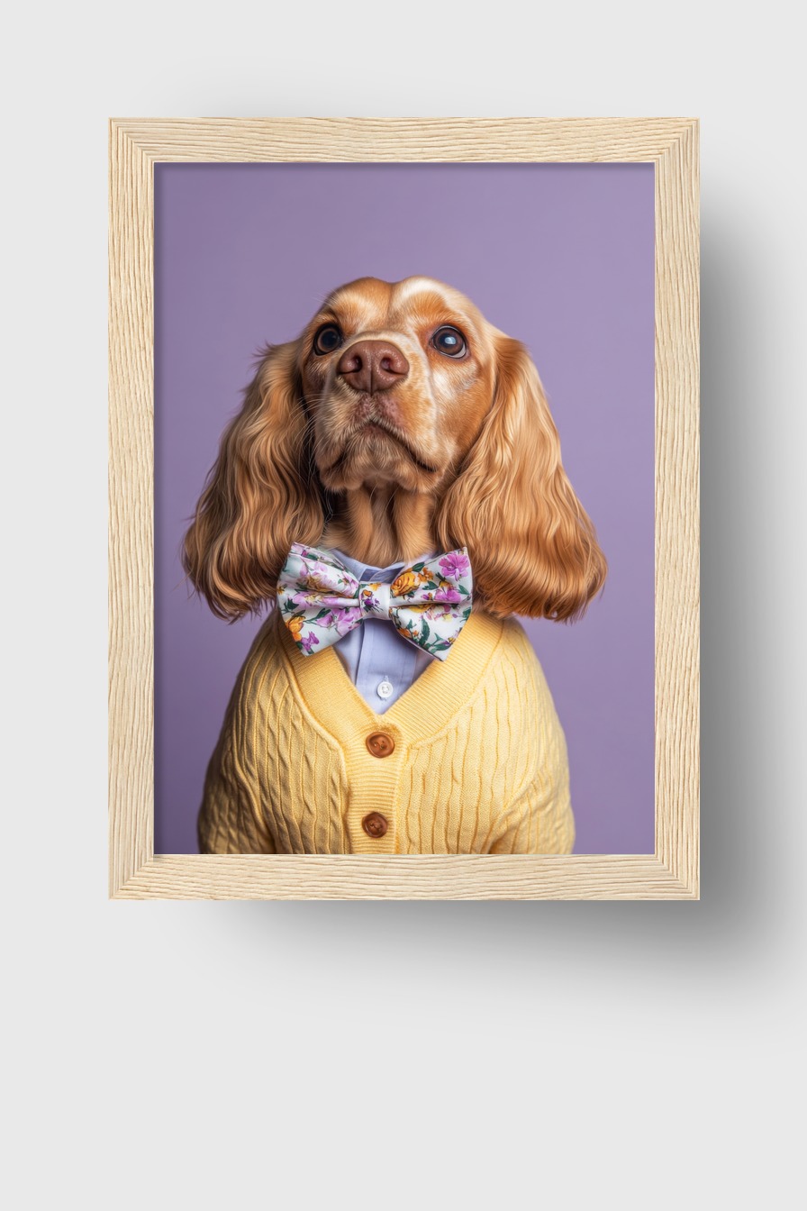 Fotografie Poster Cocker Spaniel Fliege Gelb Pastell