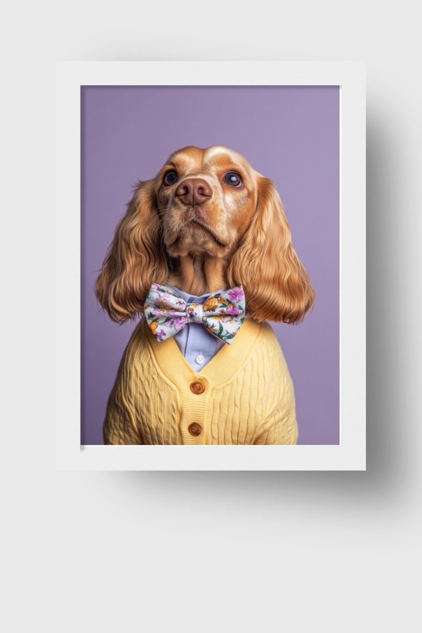 Fotografie Poster Cocker Spaniel Fliege Gelb Pastell