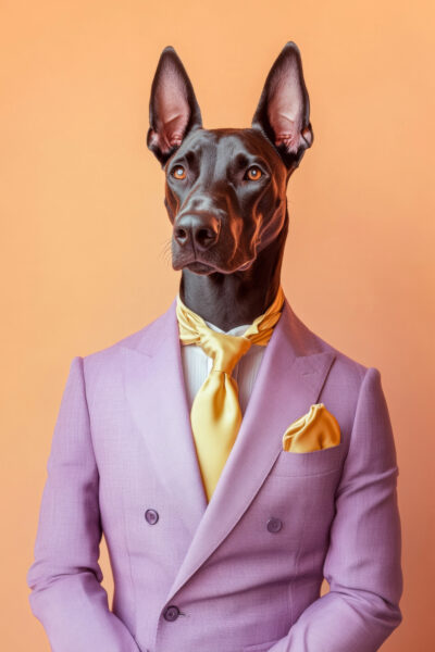 Dobermann Anzug Gelb Poster
