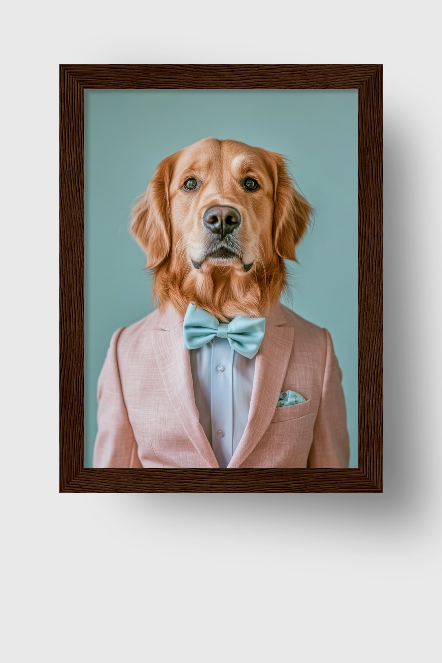 Fotografie Poster Golden Retriever elegant rosa blau