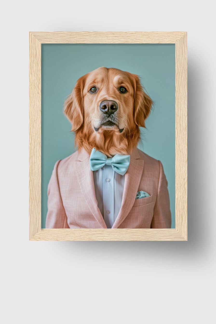 Fotografie Poster Golden Retriever elegant rosa blau