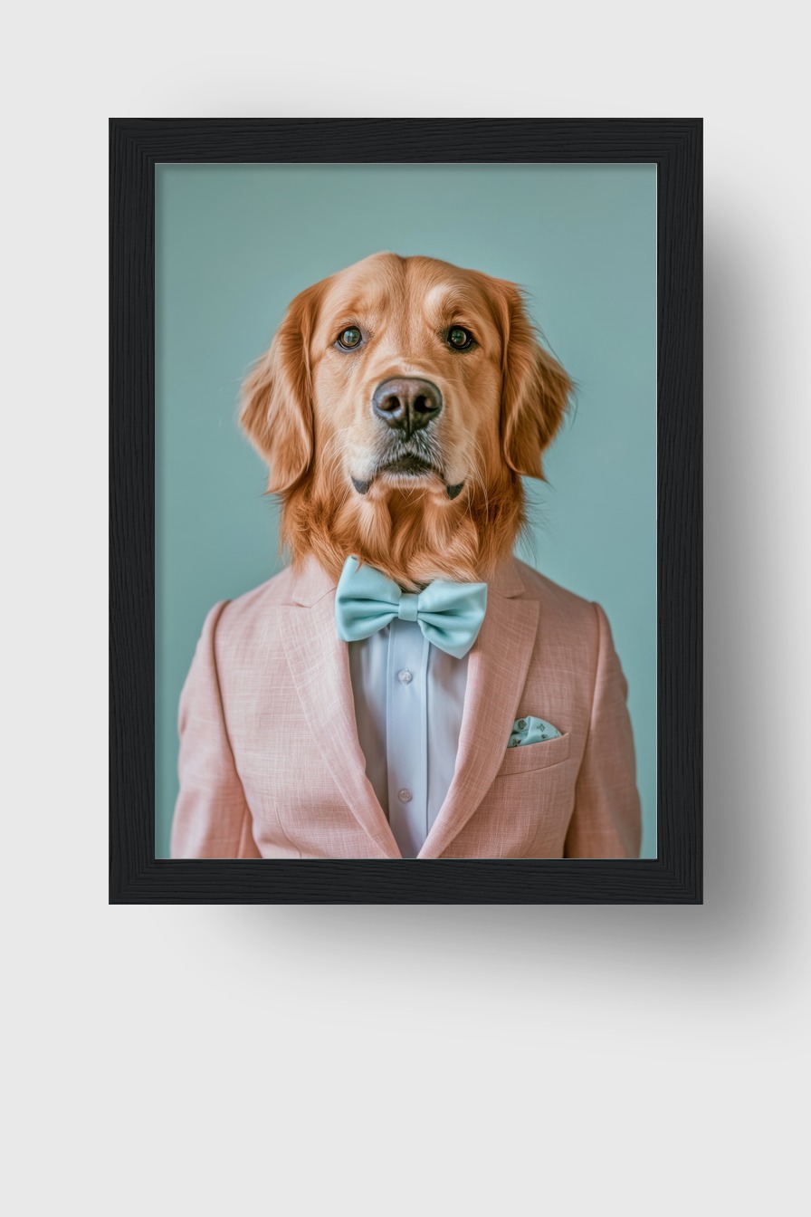 Fotografie Poster Golden Retriever elegant rosa blau